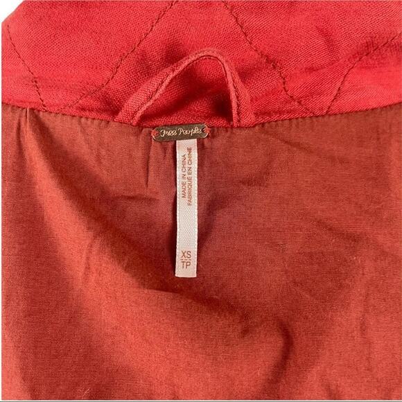 Free People Flight Line Oversized Military Red Bomber Jacket Size XS Embroidered - Picture 13 of 16